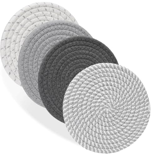 Billbotk 7" Trivets for Dishes, Pots and Pans, 4 Heat Resistant Hot Pads, Pot Holders for Kitchen, Plate Mats for Countertops, Table, Home Essentials, Farmhouse Decor