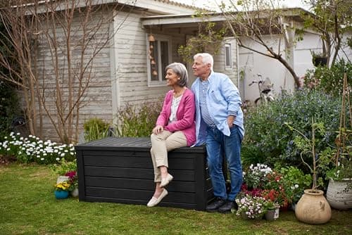 Keter Westwood 150 Gallon Resin Large Outdoor Storage Box for Patio Furniture, Outdoor Cushions, Garden Tools and Pool Floats, Dark Grey — view 2