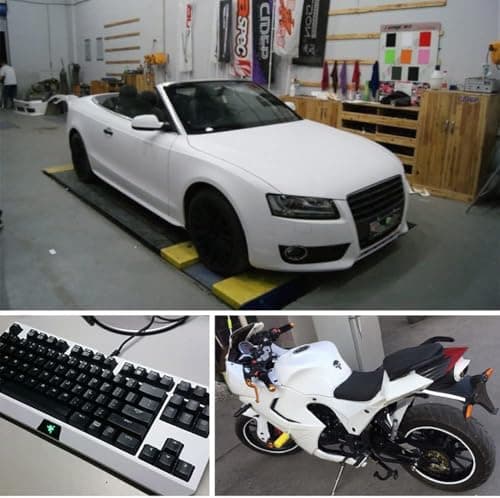 LZLRUN White Car Matte Vinyl Wrap Adhesive Film Decal Sheet 1ft x 5ft — view 5