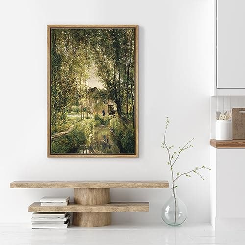 SIGNWIN Framed Canvas Print Wall Art Emerald Green Summer Village House Nature Wilderness Modern Art Decorative Contemporary for Living Room, Bedroom, Office - 16"x24" NATURAL — view 3