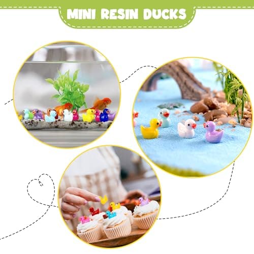 120pcs Mini Resin Ducks for Crafts Tiny Ducks Miniature Figures for Aquarium Garden Landscape Dollhouse Ornament Potted Decorations DIY (12 Colors) — view 4