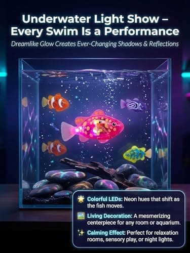 Magic Swimming Fish with Lights, Swimming Robot Fish Cat Toys, Interactive Colorful Robot Fishes for Bathtub, Swimming Pool Adult Cat Dog (4pcs) — view 5