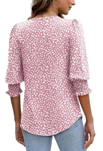 XIEERDUO Summer Tops for Women Trendy 3/4 Sleeve Womens Long Sleeve Shirts Dressy Blouses Vacation Outfits Women's Fashion Clothing Resort Wear 2026 L — view 4