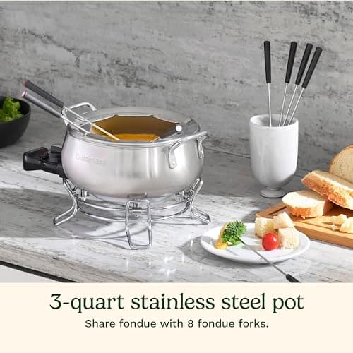 Cuisinart Electric Fondue Set, Nonstick Interior, 3-Quart Pot & 8 Forks