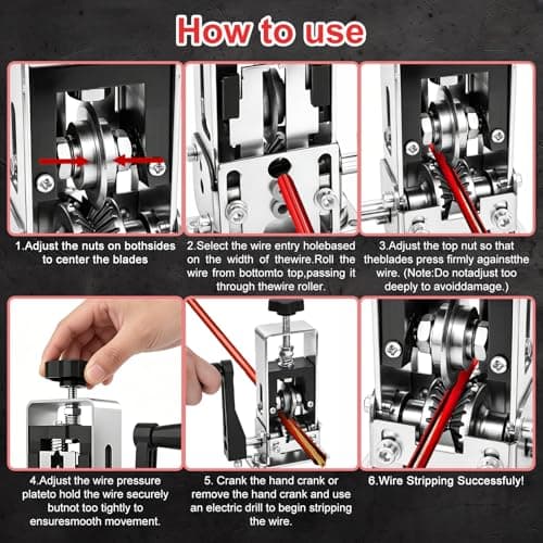 Dual-Mode Wire Stripping Machine,Manual Hand Crank & Electric Drill Powered,Adjustable for 1-25mm Cables, 4 Incoming line entrances,Industrial Alloy Blades,Spare Blades,Wrench Accessories,Rust-Proof — view 3