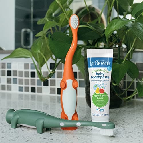 Dr. Brown's Toddler Toothbrush, Dinosaur, Green and Orange, 2-Pack — view 5