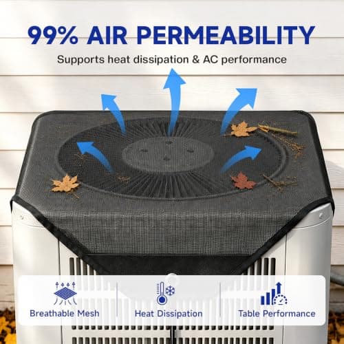 FEATRITY Central Air Conditioner Cover: 36 x 36 Mesh Top Cover for Outside Units, Breathable AC Condenser Debris Guard with 4 Bungee Cords, Outdoor Leaf Protection for Heat Pump — view 2