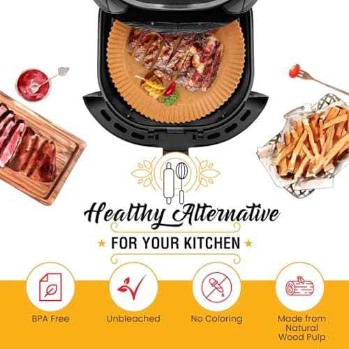6.3” Small Air Fryer Liners, 2-4 qt Air Fryer Liners, 120Pcs Disposable Paper Liners – Non-Stick and Oil Proof for Easy Cleanup by Baker's Signature — view 2