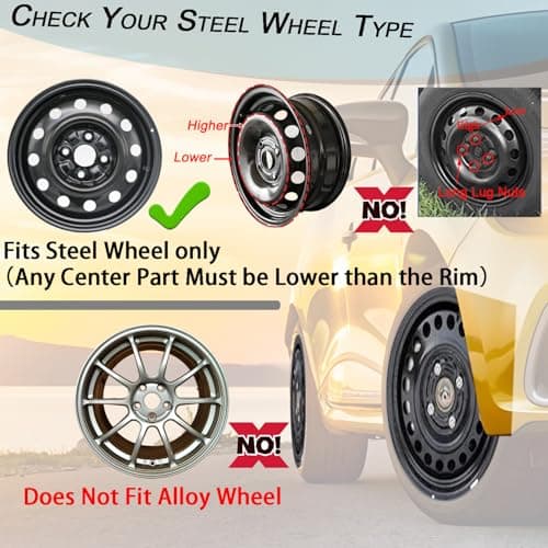 Hubcap Wheel Cover Replacement R16 Hub Caps Universal-Fit Most Steel Wheel Rim Cover ABS Material Exterior Accessories for Car Truck SUV -Set of 4（16-inch，Black） — view 2