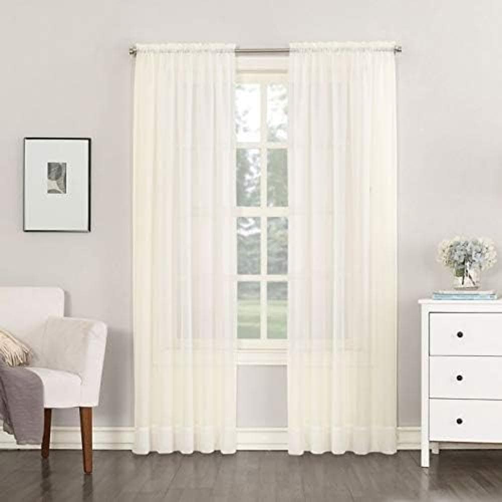 Megachest a pair of slot top voile curtains (Pure White, 56" wideX81 drop 2 Panels) — view 10