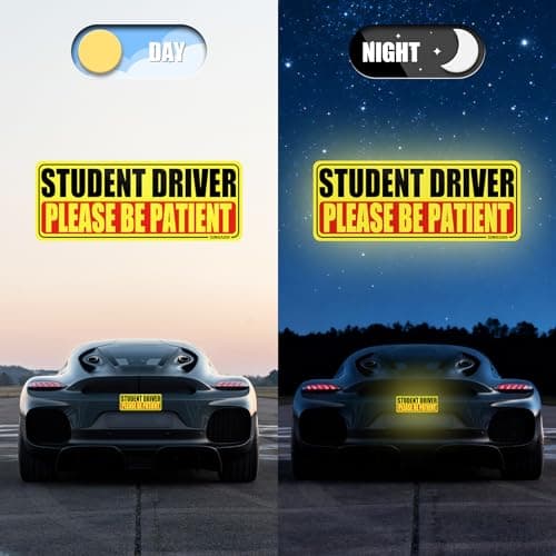 SINGARO Student Driver Magnet for Car - Please Be Patient, 3Pcs Magnetic Reflective Novice Sticker, New Driver Decal, Removable Exterior Car Accessories — view 3