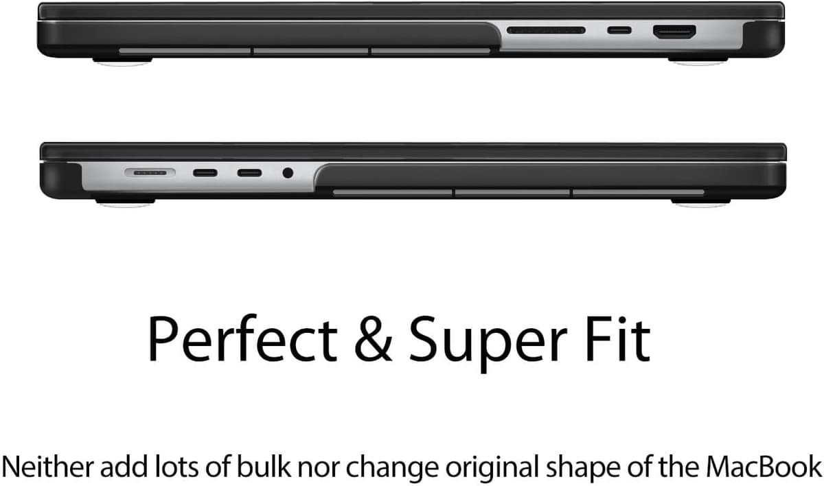 UESWILL Case Compatible with MacBook Pro 14 inch M5 M4 M3 M2 M1 Pro Max Chip & Touch ID, 2026 2025 2024 2023 2022 2021 Release, Smooth Matte Hard Shell Cover + Microfiber Cloth, Black — view 4