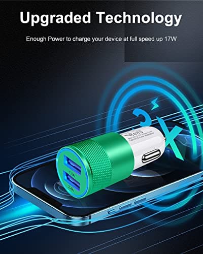 Dual Port Car Phone Charger, [2Pack] 3.4a Fast Charge USB Cargador Carro — view 2