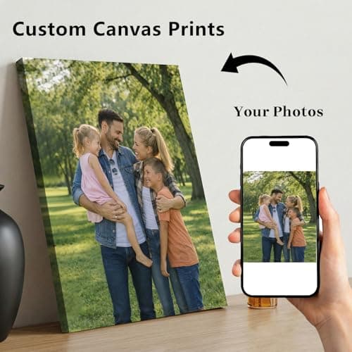 Ship Next Day - Custom Canvas Prints with Your Photos 8x10 Framed Personalized Pictures Wall Art, Customized Gifts for Family Pets Baby Mom Dad Couples Wedding Home Office Decor — view 2