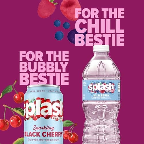 SPLASH REFRESHER Flavored Water Bottles, Wild Berry Flavor - 6-Pack, 16.9 Fl Oz - Refreshing Flavored Bottled Water with Electrolytes - Zero Sugar & Zero Calories — view 3