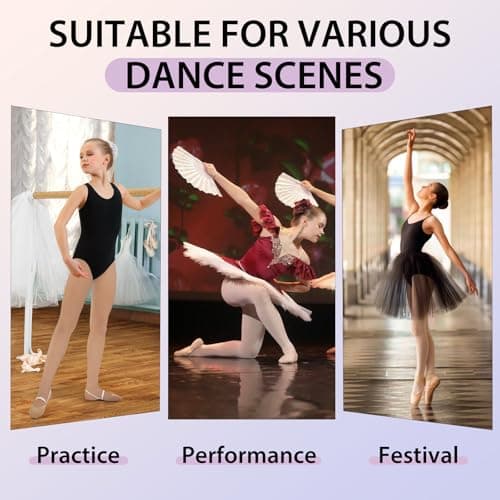 MANZI 3 Pairs Footed Girls Tights for Ballet Dance School Age 6-8 Natural Nude Large — view 6