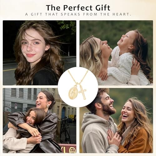 Jesvo Catholic First Communion Gifts for Girls, Virgin Mary Cross Charm Necklace 1st Holy Communion Decorations Gifts Ideas Christian Religious Jewelry for Teen Teenage Kids Age — view 5
