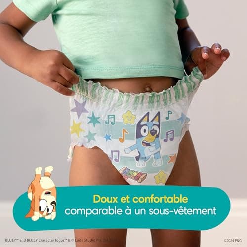 Pampers Easy Ups Girls & Boys Potty Training Pants, Size 7 (5T6T), Bluey Absorbent Training Underwear, Up to 100% Leakproof Day and Night, Hypoallergenic, 1 Pack (Count of 70) — view 11