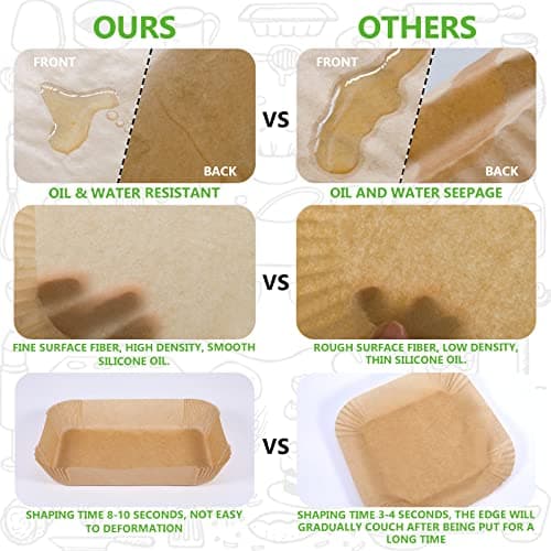 AYGXU Air Fryer Paper Liners, 260 Disposable Parchment Paper Liners, 8.6''*5.5'', Rectangle,Food Grade and Baking Waterproof Oil Proof, Roasting — view 2