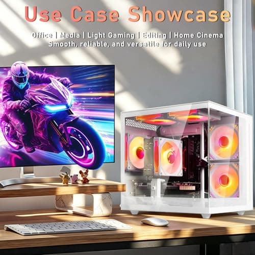 suevery Pre Built Gaming PC, White Tower — view 2
