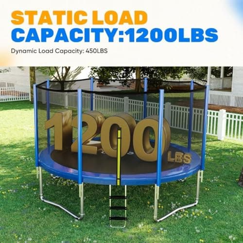 ORCC Kids Trampoline, 1200LBS Weight Capacity Outdoor Trampoline 16 15 14 12 10 8FT Yard Trampolines for Kids Adults