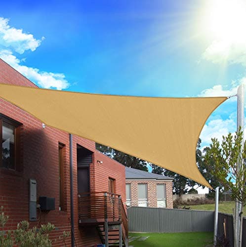 FLY HAWK Sun Shade Sail Rectangle, Patio Sunshade Cover Canopy - Durable Fabric Cloth for Outdoor Garden Yard Pond Pergola Sandbox Deck Courtyard (6' x 8' Rectangle, Sand)