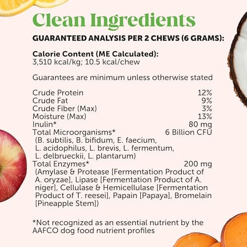 6 Billion CFU Dog Probiotics with Prebiotics, Digestive Enzymes, & Fiber - Relief for Occasional Diarrhea, Gas, Bloating & Itchy Skin - Daily Gut Health & Immune Support for All Dogs (Pumpkin, 90 ct) — view 6