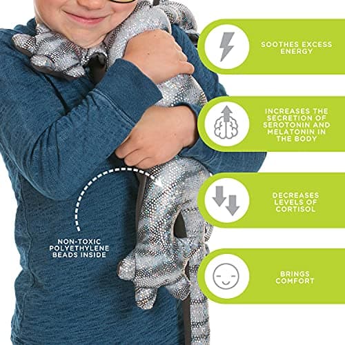 manimo Weighted Lizard Stuffed Animal for Kids & Adults - Stuffed Therapy Lizard Sensory Lap Pad - Stress Relief Pillow Pet Toy for Shoulder, Chest & Legs - Perfect at Home, School (Blue 2 Kg) — view 2