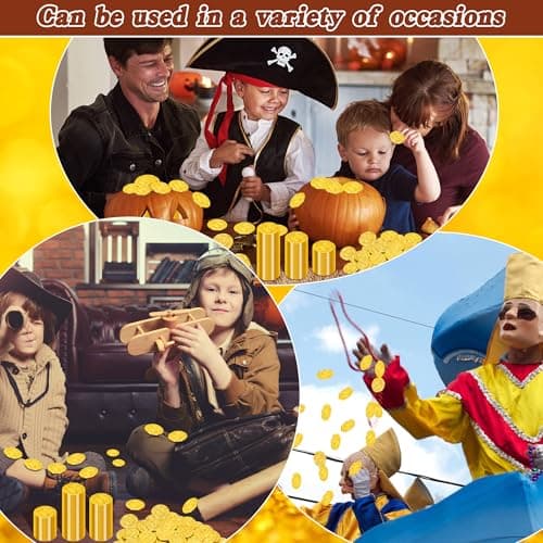 120PCS Gold Coins 1.4in Plastic Fake Pirate Treasure Coins Party Supplies — view 2