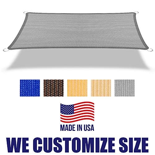 HOMA 8' x 20' Grey Rectangle Sun Shade Sail Canopy, 95% UV Blockage Awning Shelter Fabric Cloth Screen for Patio Outdoor Backyard - Heavy Duty Commercial Grade (Custom Size - Made in USA)