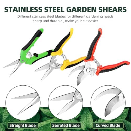 EWPJDK 3 Pack Garden Pruning Shears, Stainless Steel Shears, Gardening Shears, Scissors, Garden Clippers, Pruning Snips, Pruning Shears for Gardening Tools (Multicolor) — view 2