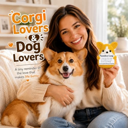 Corgi Gifts for Corgi Lovers Birthday Gifts for Women Men Her Him,Emotional Support Inspirational Stress Relief Crochet Dog for Coworkers Nurses Friend Back to School,Handmade Cute Puppy Desk Decor