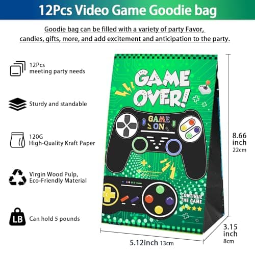 208Pcs Video Game Party Favors Pack for 12 Guest, Gamer Goodie Bag Stuffers for Kids Boys, Gaming Theme Birthday Party Decorations Supplies & Pinata Fillers — view 6