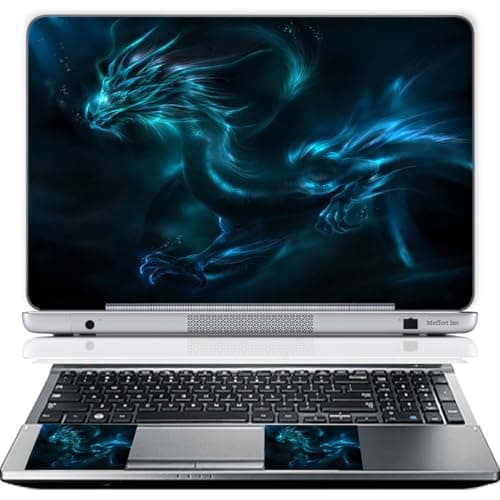 17 17.3 Inch Laptop Skin Sticker Cover Premium Sticker Cover Art Decal Decorative (Included 2 Wrist Pad Skins) - Blue Dragon