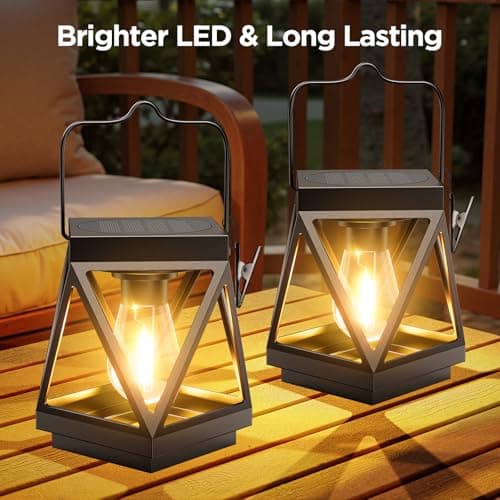 KOOPER 2 Pack Hanging Solar Lanterns Outdoor Waterproof, Metal Hanging Solar Lights for Outside, Upgraded Brighter Outdoor Lanterns Decorative for Garden Patio Yard Porch Gifts for Women Mom Grandma — view 5