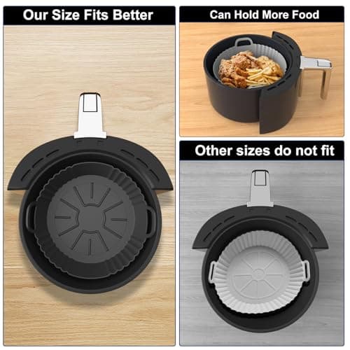 Masgarlan Round Silicone Air Fryer Liners 2 Pack for Ninja AF101 & AF161 Reusable Silicone Liner for 4-5.3QT, Air Fryer Accessories, Compatible with Ninja, COSORI, Tefal, Bear, Chefman — view 3