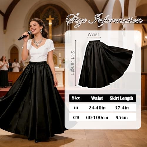 ZLDPQ 4PCS Satin Maxi Skirt for Women Circle Dance Skirts Ankle Length Long Skirt Women for Flamenco Belly Dance Party, Red, One Size — view 5