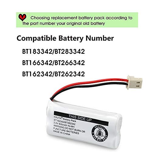 Kruta BT162342 BT262342 Cordless Phone Batteries Compatible with BT183342 BT283342 BT166342 BT266342 VTech CS6114 CS6419 CS6719 at&T EL52300 CL80111 Handset Telephone (Pack of 2) — view 4