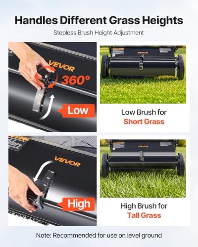 VEVOR Push Lawn Sweeper 26 Inch Leaf & Grass Collector Strong Rubber Wheels — view 3