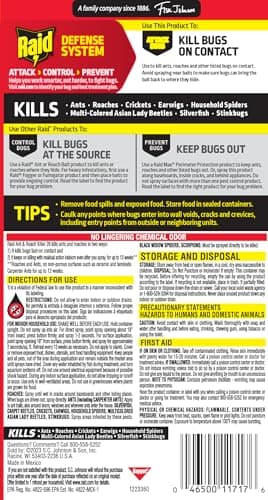 Raid Ant & Roach Killer 26, Fragrance Free Bug Killer for Home Use, Kills Bugs on Contact, Roach and Ant Spray, 17.5 Oz, 2 Count — view 11