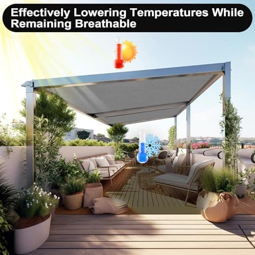 Artpuch 90% Sun Shade Cloth, 10 x 10 FT Pergola Shade Cover Canopy with Grommets, Sun Screen Fabric Tarp for Patio, Outdoor, Garden, Backyard, Light Grey — view 5