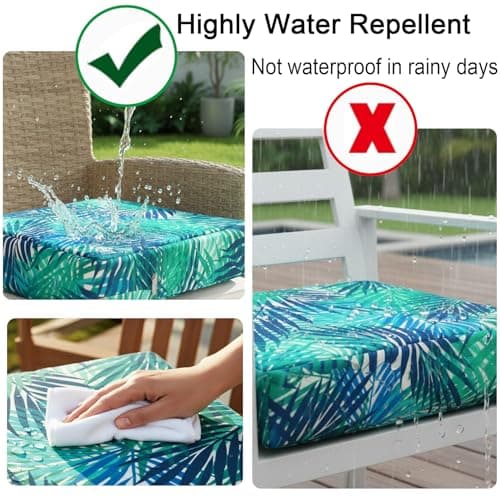 NettyPro Outdoor Patio Chair Seat Cushion Covers UV Resistant Water Repellent Furniture Cushion Slipcovers, 24x22x4 inch, Tropical Leaf — view 4