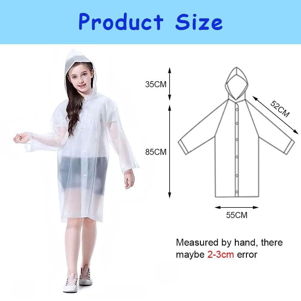 Vicloon Chubasquero Niño 2PCS Reutilizable Capas de Lluvia Impermeable EVA Poncho de Lluvia con Capucha Espesar Altura Niño Niña Entre 120-150 cm para Viajar, Senderismo, Acampar y Al Aire Libre — view 2
