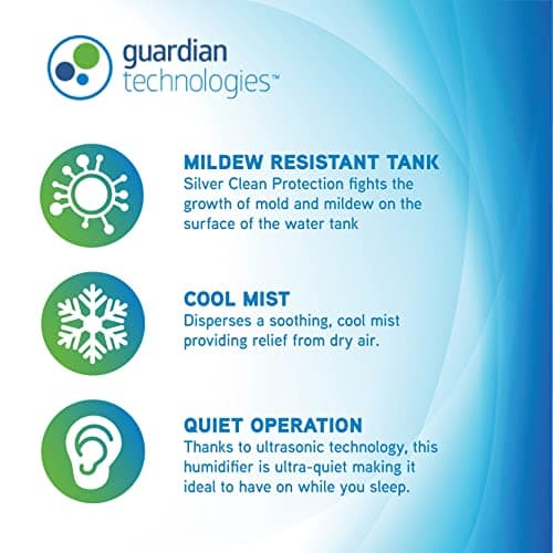 Pure Guardian H910BL Ultrasonic Cool Mist Humidifier, 14 Hrs. Run Time, 210 Sq. Ft. Coverage, Small Rooms, Quiet, Filter Free — view 2