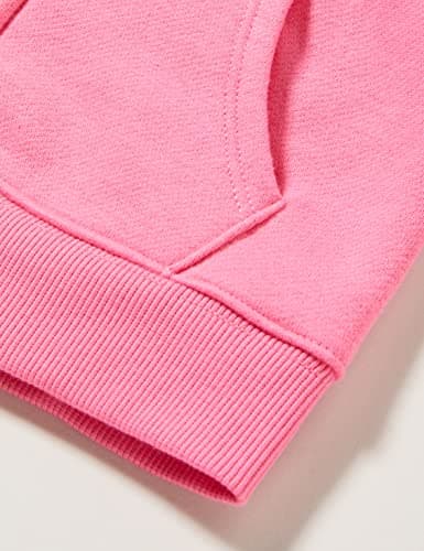 Amazon Essentials Girls' Fleece Zip-Up Hooded Sweatshirt with Lined Hood and Rib Knit Detail, Bright Pink, Small — view 2