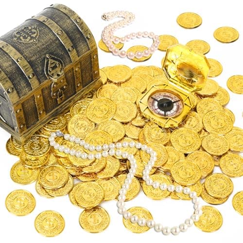120PCS Gold Coins 1.4in Plastic Fake Pirate Treasure Coins Party Supplies — view 3
