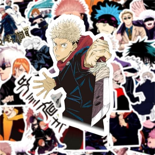 50Pcs Manga Jujutsu Kaisen Stickers Mixed Pack Hot Cartoon Anime Stickers Decorative Sticker for Kids Teens Adults Waterproof Sticker for Water Bottle Laptop (Zs) — view 2