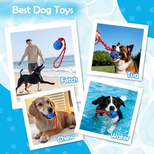 BABORUI Floating Dog Pool Toy – Durable E-TPU Dog Water Toy for Fetch & Chew, Bright Floating Dogs Toys for Pool, Beach & Outdoor Play – Dogs Beach Essentials (Rope Ball) — view 2