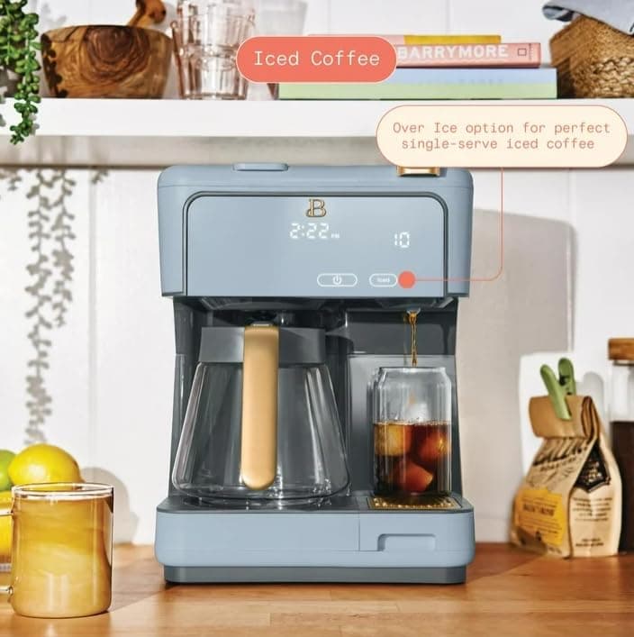 Beauti Multi Brew 12 Cup Programmable Drip & Single Serve Coffee Maker, Versatile Brewing (6oz, 8oz, 10oz, 12oz, 14oz), Pods or Ground, Over Ice option, Keep Warm mode (Cornflower Blue) — view 6