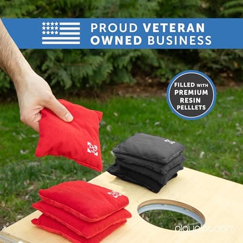 Professional Cornhole Bags - Set of 8 Regulation All Weather Two Sided Improved Bean Bags for Pro Corn Hole Game - 4 Red & 4 Black — view 5